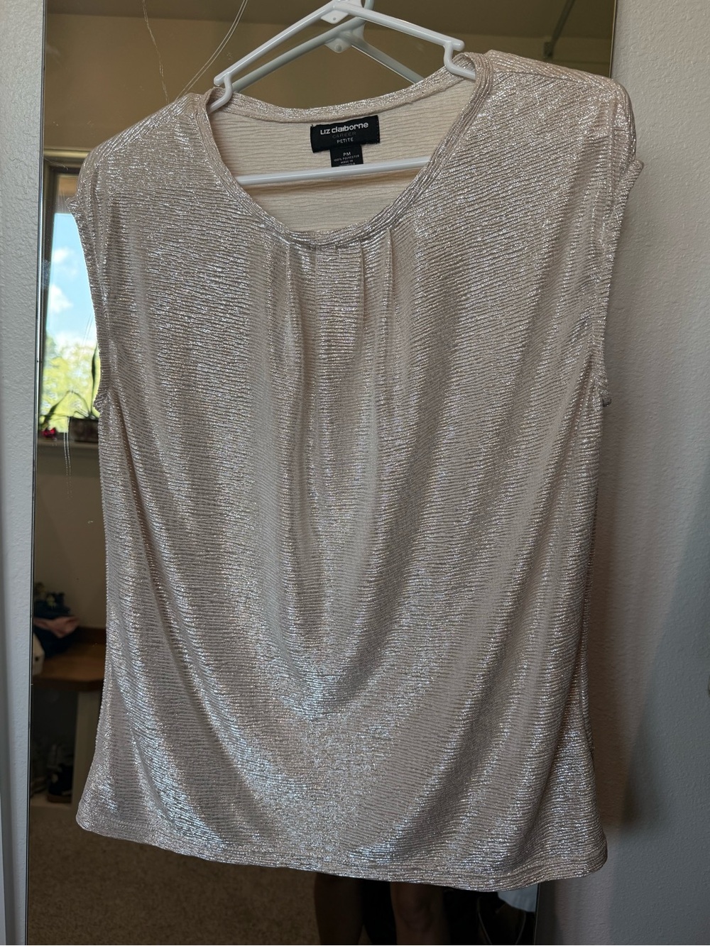 Liz Claiborne Champagne Metallic Sleeveless Drape Top